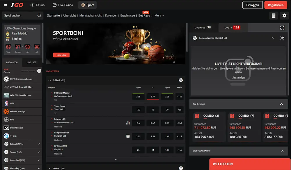 1GO Casino Sportwetten